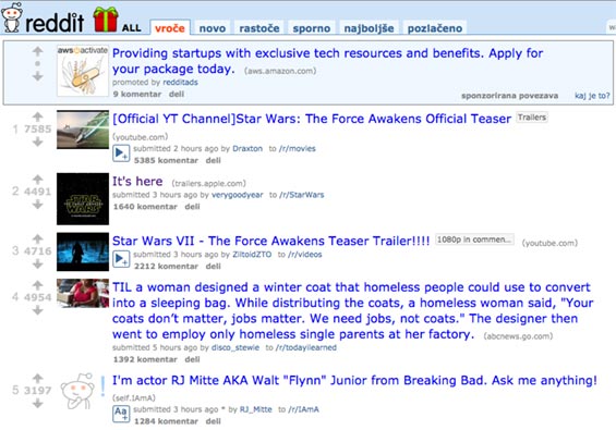 Star Wars - Reddit front page